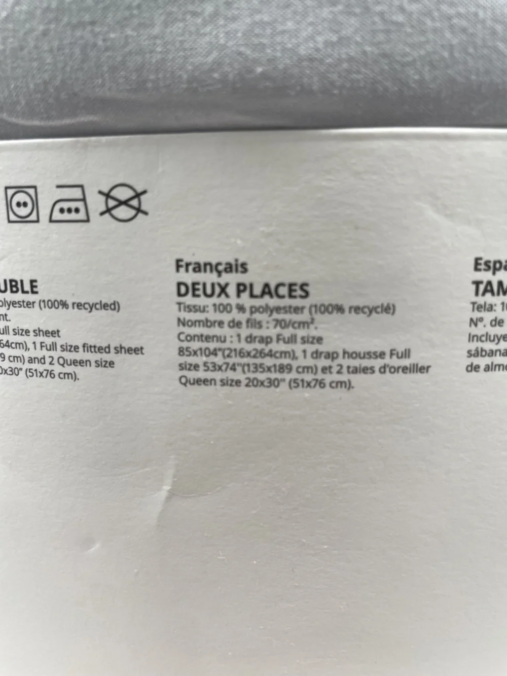 NEW IKEA BANDPALPMAL Sheet Set Light Gray Full Double Bedding Soft Sheets